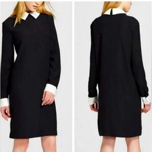 Elegant Black and White Collared Dress